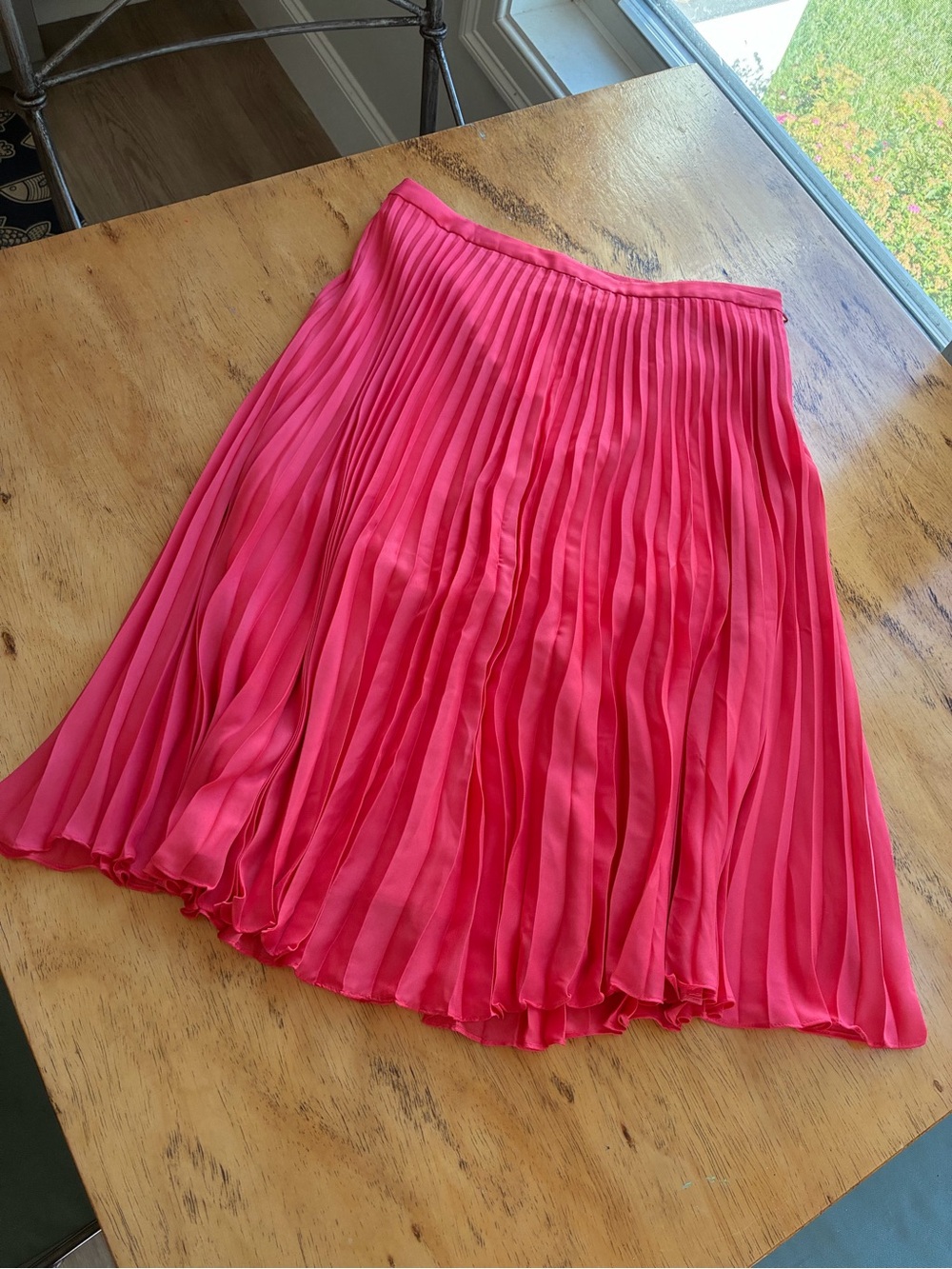 LOFT Hot Pink Pleated A-Line Skirt